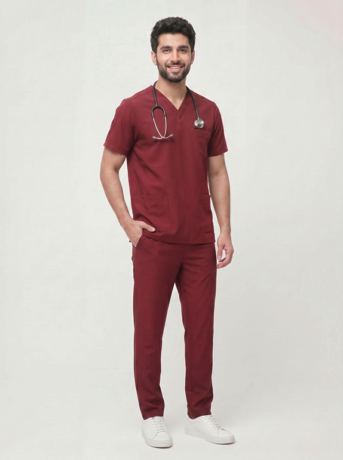 Zipper Pocket Stretchable - Maroon